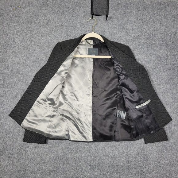 TED BAKER Black Dot 2 Button Lined Long Sleeve Wool Blazer Jacket SIZE 2 US 6 - Picture 4 of 13